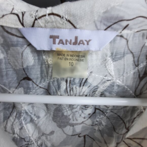 TanJay blouse, embroidered in white with floral print in brown on white - Picture 7 of 8